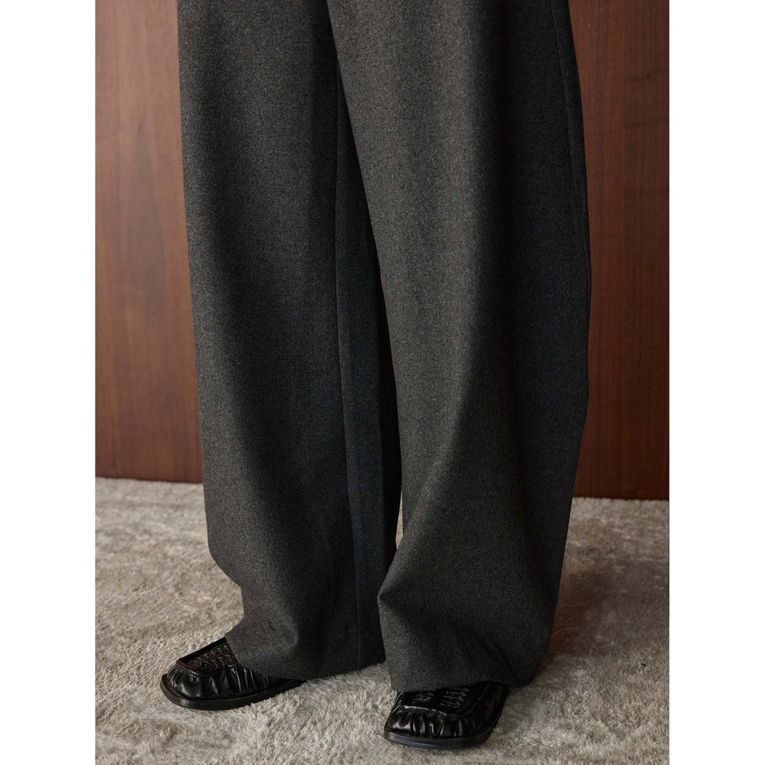 Women's high-waisted wool blend palazzo pants with wide leg and crease Amarae