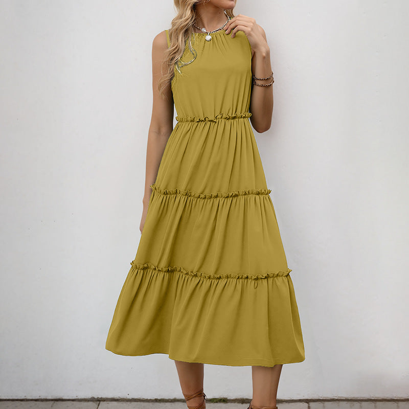 Lune London sleeveless ruffle midi dress for women