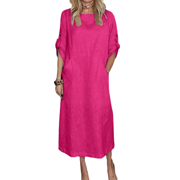 Women Casual Linen Dress with Practical Pockets and Stylish Button Details Lune London