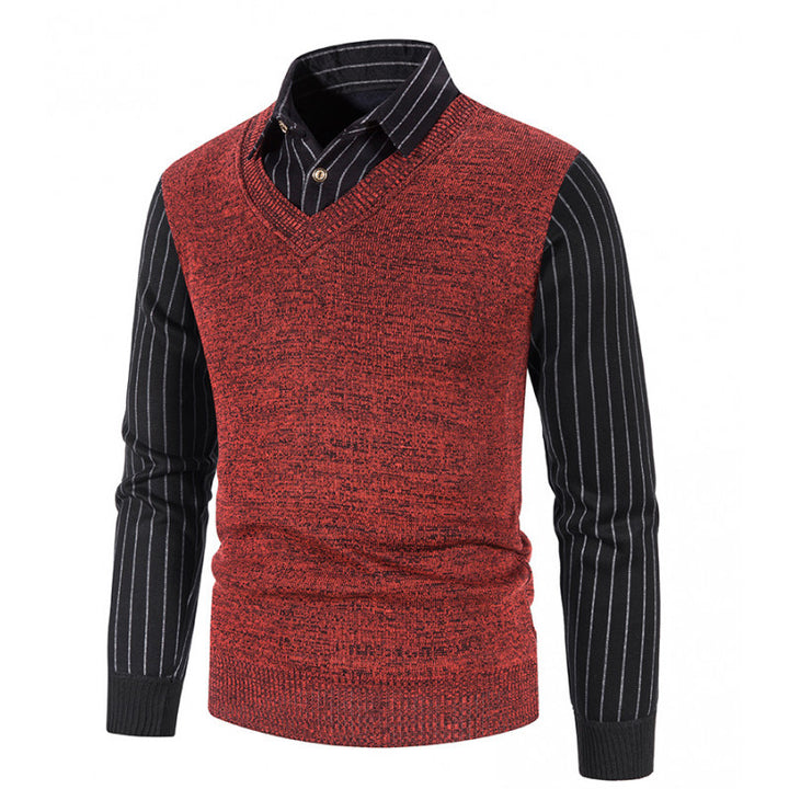 Men's knit sweater with V-neck and contrasting sleeves Lune London
