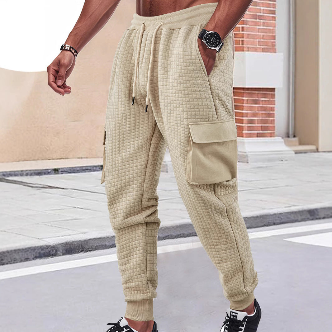 Men's cargo jogger pants with textured design and practical pockets Lune London