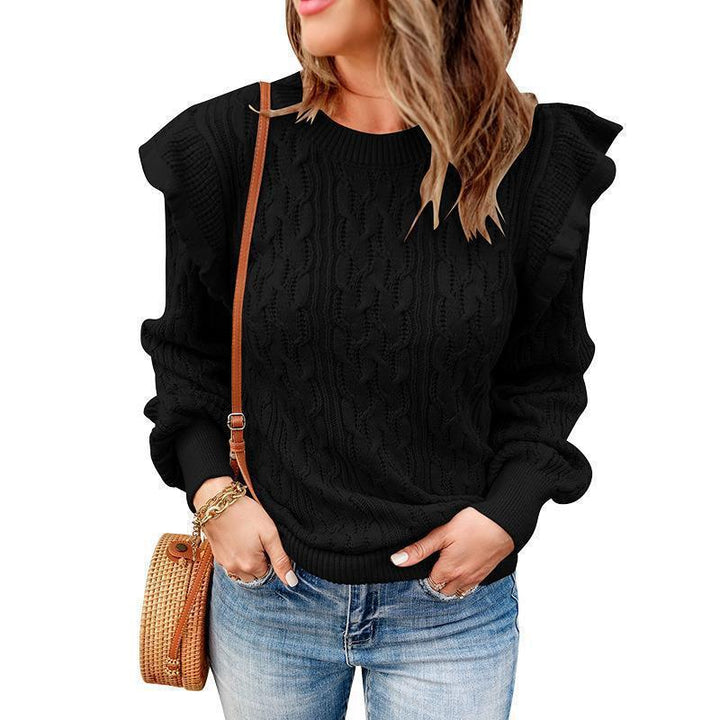 Oversized knitted sweater for women with ruffles Lune London