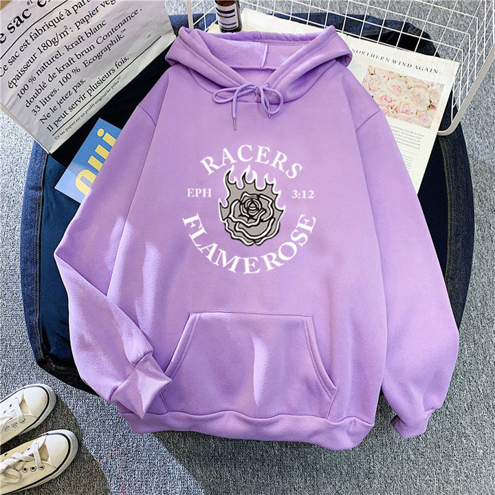 Women's hoodie with creative Flame Rose design Chic & Style