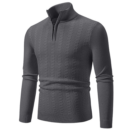 Elegant turtleneck sweater for men with a structural pattern.