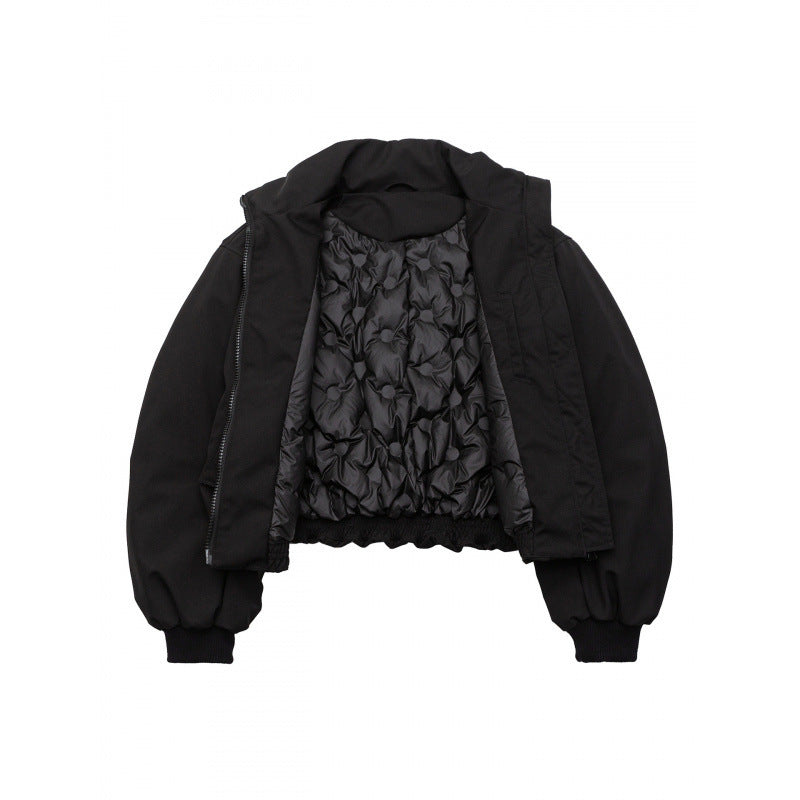 Unisex Boxy quilted bomber jacket with high stand-up collar and flap pockets Amarae