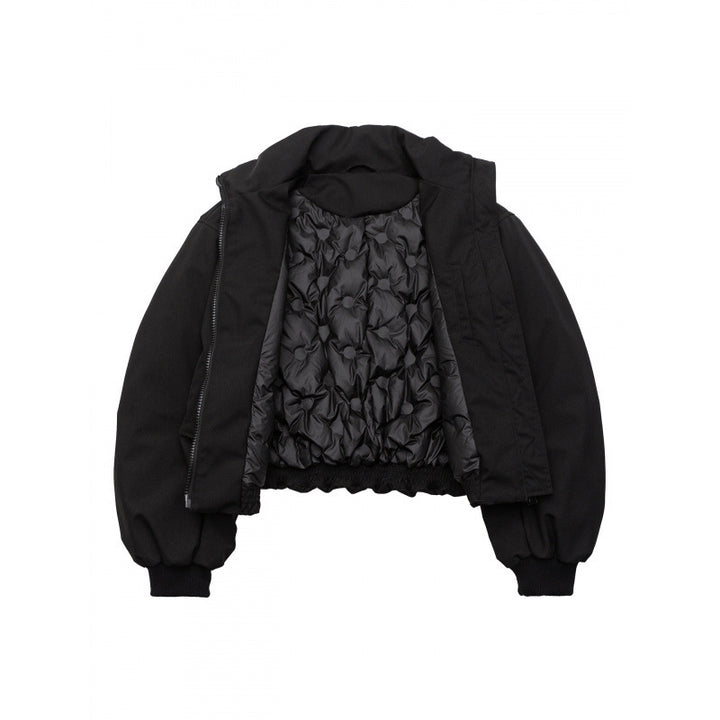 Unisex Boxy quilted bomber jacket with high stand-up collar and flap pockets Amarae