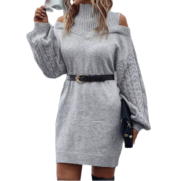 Robe tricotée pour femme avec découpes aux épaules et col haut Chic & Stil