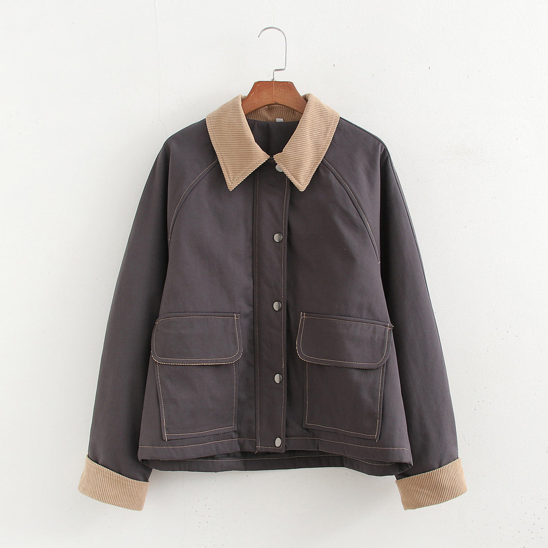 Casual transitional jacket for women with stylish corduroy collar and practical pockets Lune London