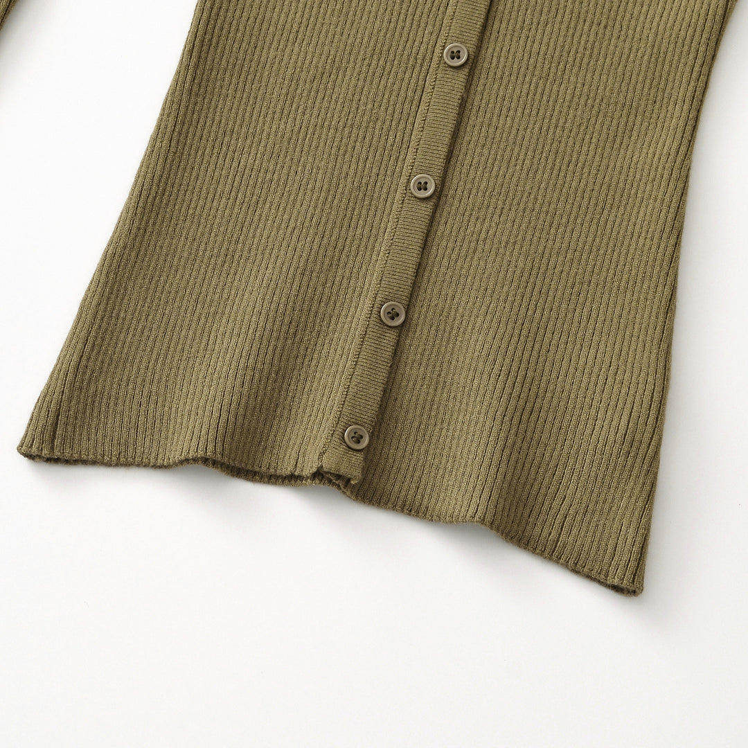 Women's Ribbed Fine Knit Cardigan with Deep V-Neck and Button Placket Amarae