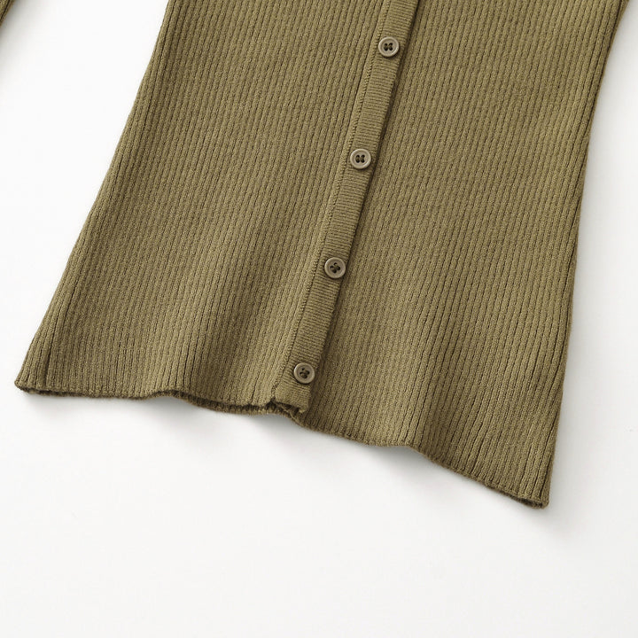 Women's Ribbed Fine Knit Cardigan with Deep V-Neck and Button Placket Amarae