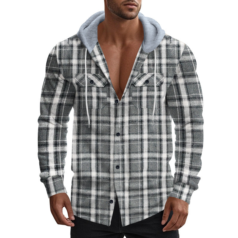 Men's Shirt with Hood and Check Pattern Chic und Stil