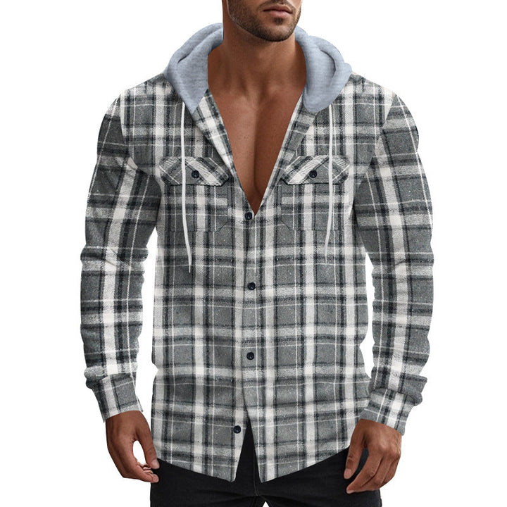 Men's Shirt with Hood and Check Pattern Chic und Stil