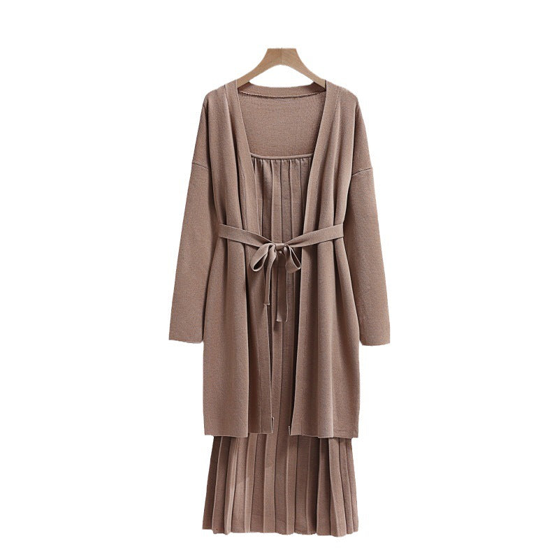 Elegant and casual knitted dress for women with matching cardigan Lune London