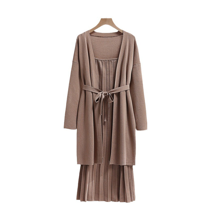 Elegant and casual knitted dress for women with matching cardigan Lune London