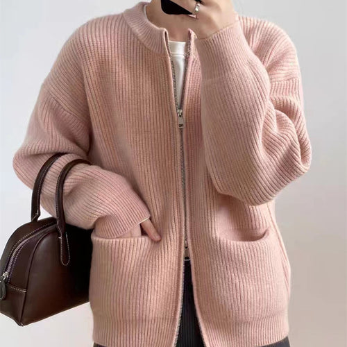 Ladies casual zip cardigan with large pockets Amarae