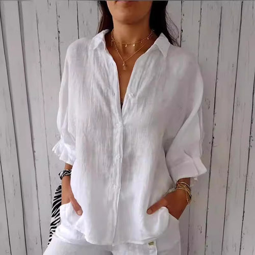 Light linen blouse for women with a relaxed fit Amarae