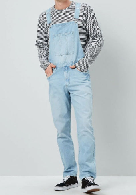 Vintage denim overalls for men with adjustable straps and practical pockets Lune London