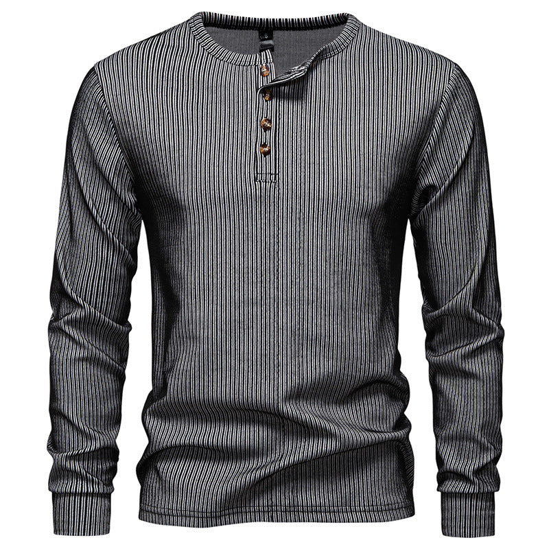 Long sleeve shirt for men with textured ribbed pattern and trendy button placket Lune London
