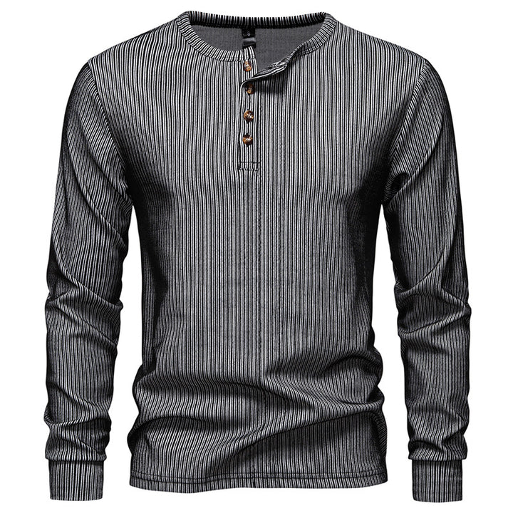 Long sleeve shirt for men with textured ribbed pattern and trendy button placket Lune London