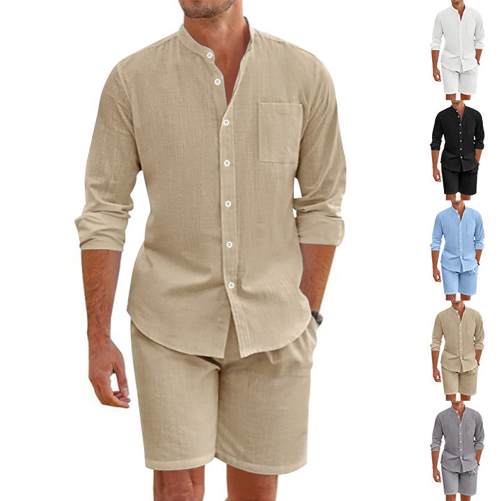Casual linen set for men with button placket and practical pockets Lune London