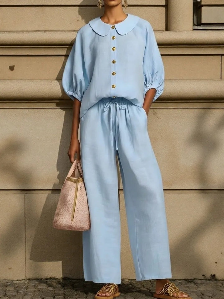 Women's Airy Two-Piece with Modern Collar and Button Details Lune London