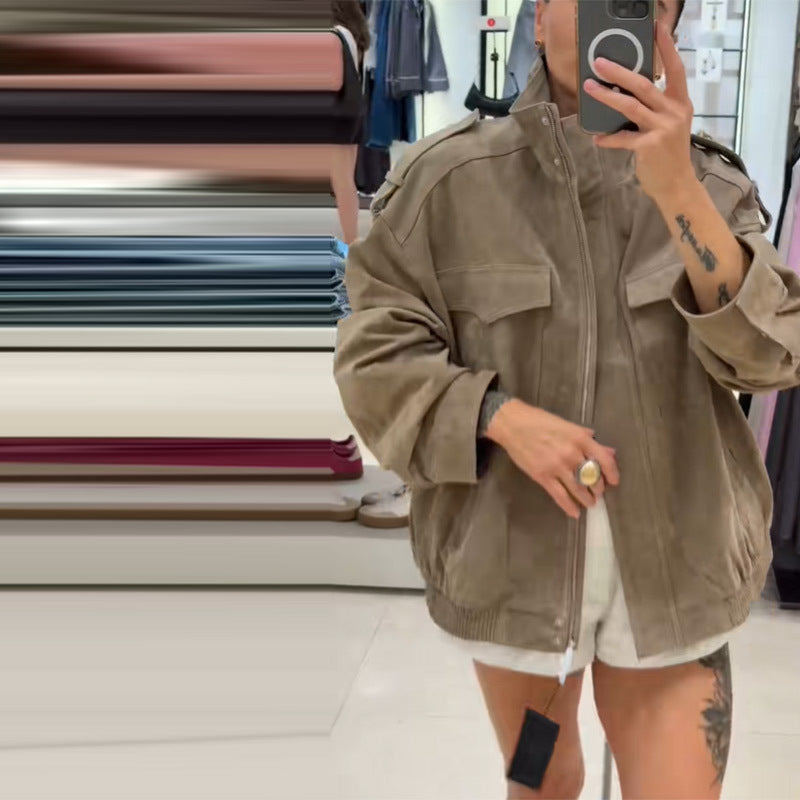 Lune London oversized casual suede jacket for ladies