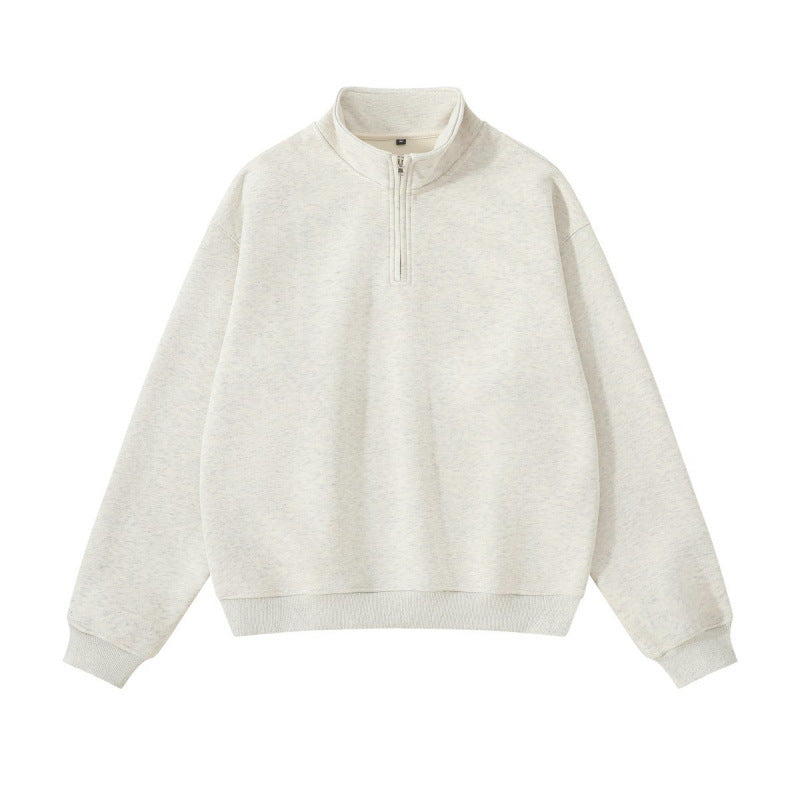 Unisex Oversize-Halfzip-Sweatshirt made of cotton blend with standing collar and ribbed cuffs Amarae