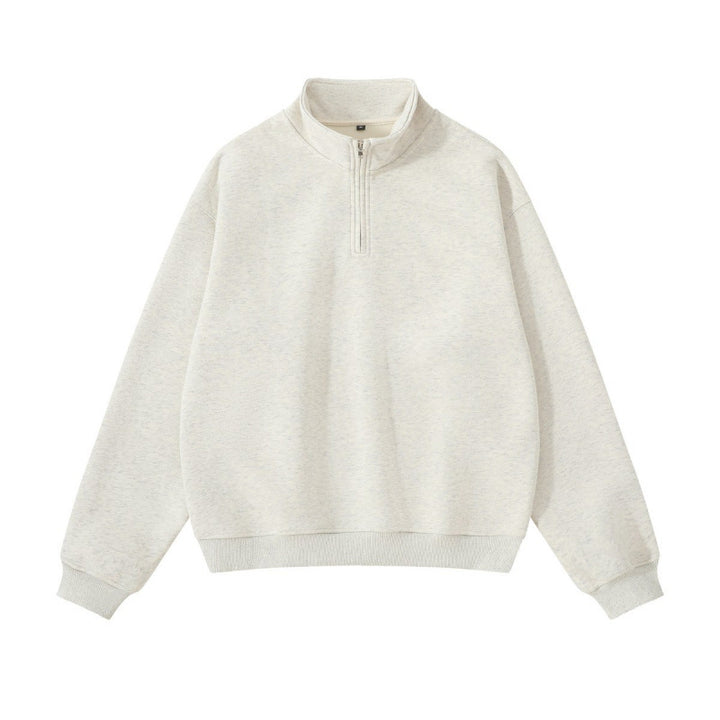 Unisex Oversize-Halfzip-Sweatshirt made of cotton blend with standing collar and ribbed cuffs Amarae