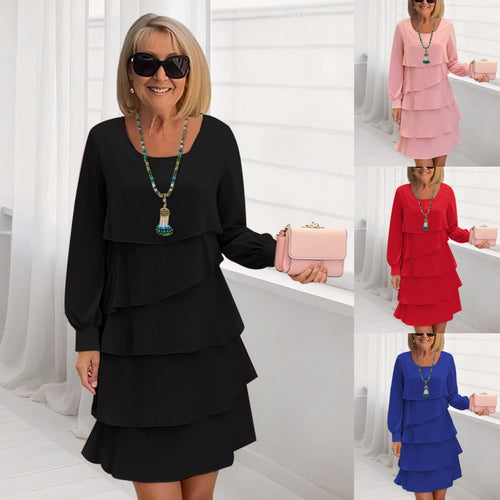 Women Trendy Dress with Layers and Long Sleeves Amarae