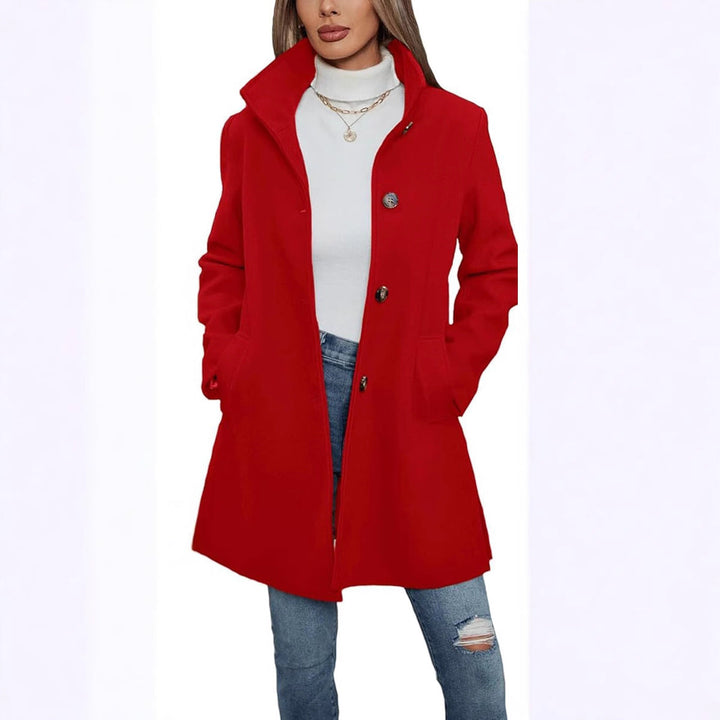 Women's Elegant Wool Coat with High Collar and Practical Pockets Lune London