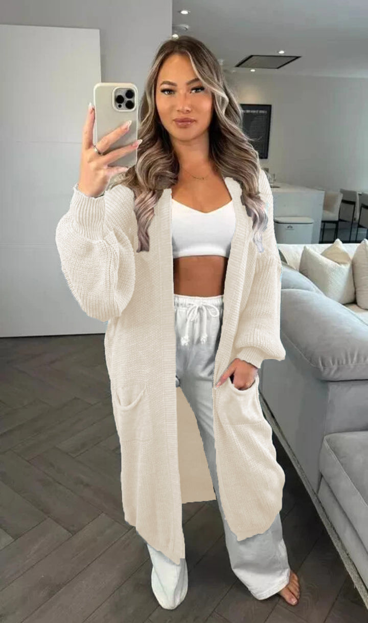 Chunky knit cardigan for women with a relaxed oversized style with practical pockets Lune Londonl