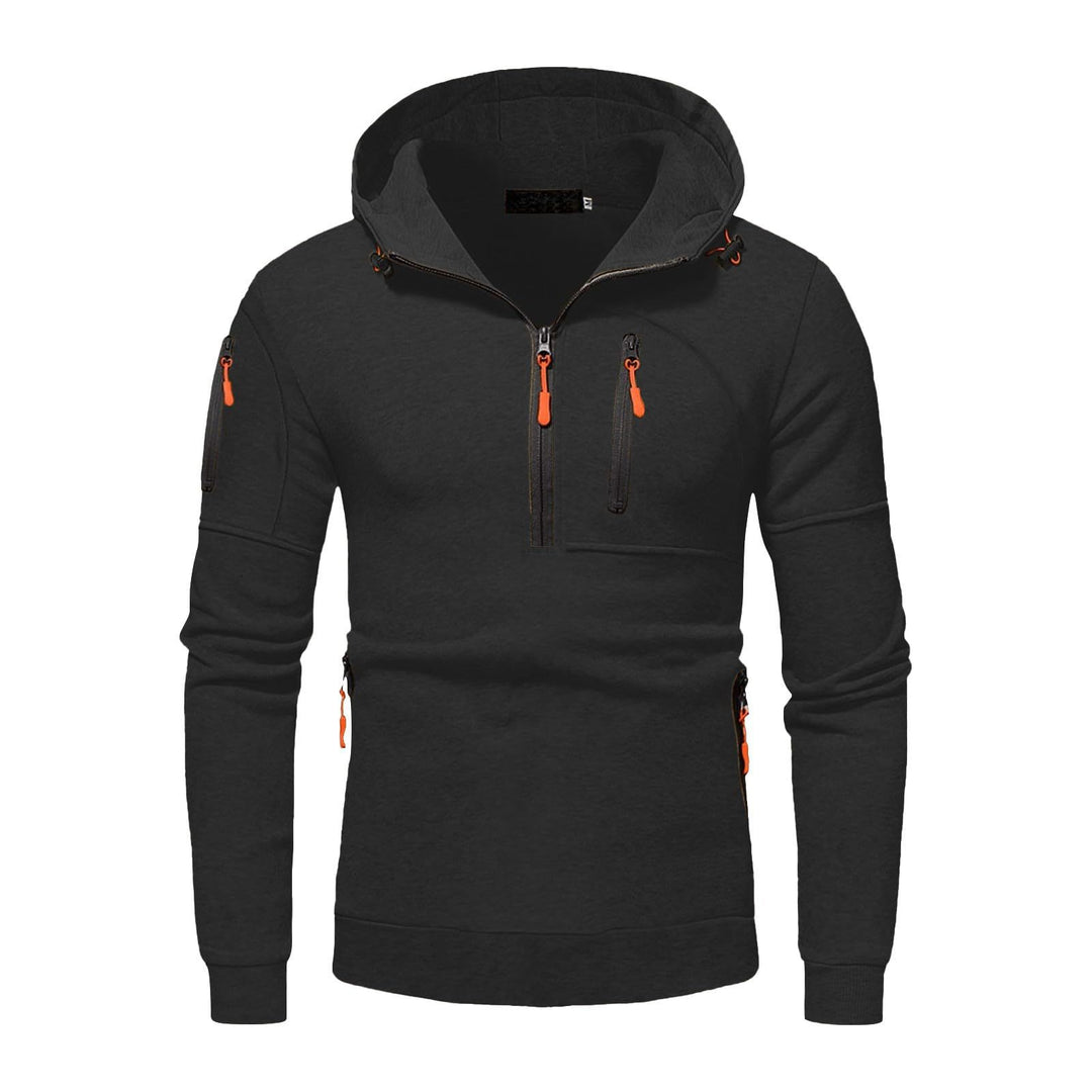 Functional hooded jacket for men with innovative 1/2 zip Lune London