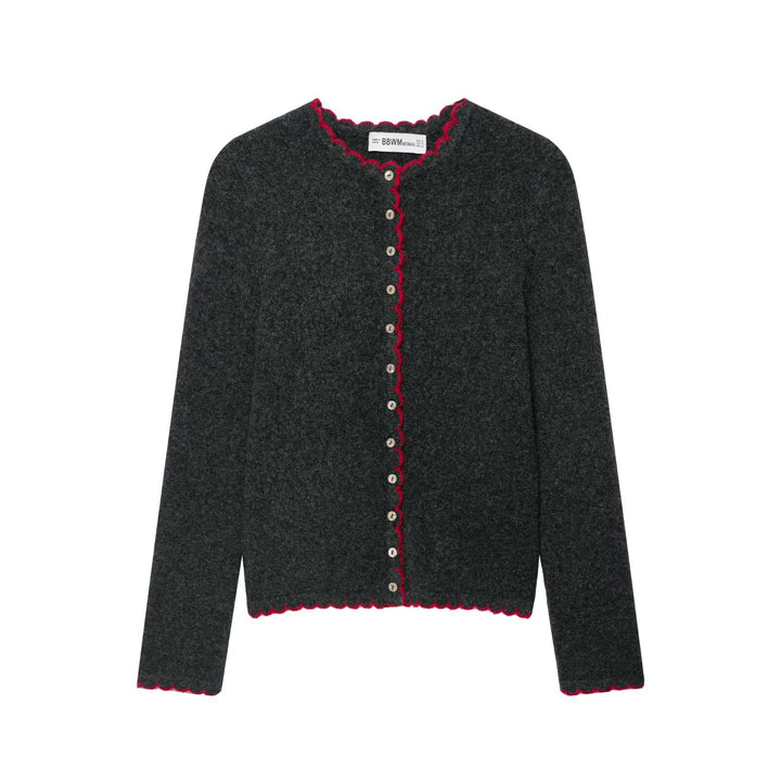 Ladies fine knit cardigan with shell edge and mother-of-pearl buttons Amarae