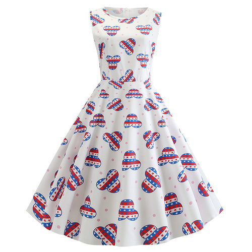 Robe swing rétro pour femmes avec motif joyeux et jupe tourbillonnante Chic & Stil