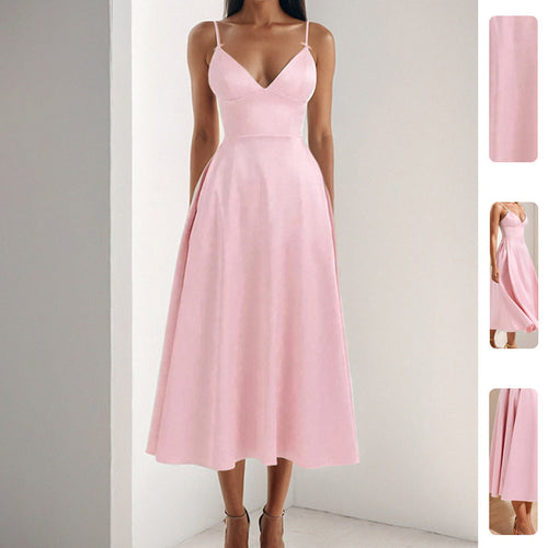 Robe maxi élégante pour femmes avec décolleté en V et jupe fluide Chic & Stil