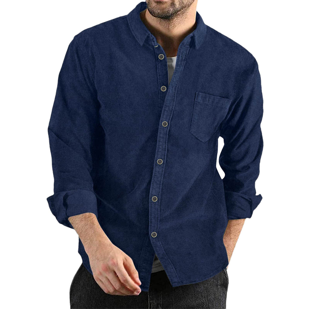 Men's Elegant Cord Shirt with Practical Chest Pocket Amarae