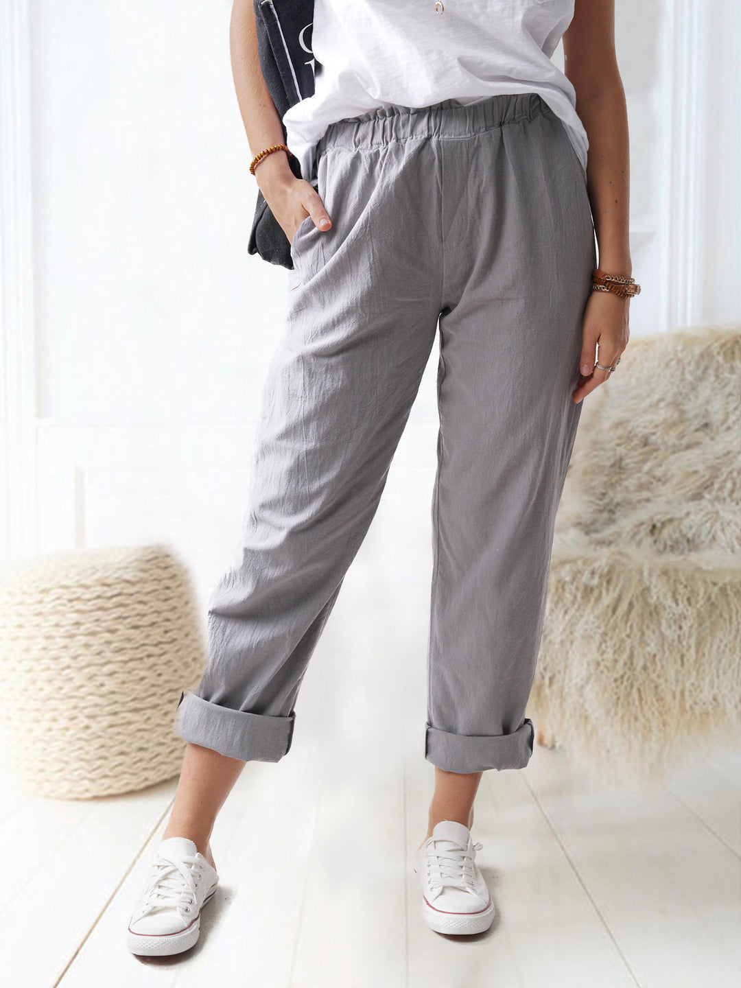 Casual tailored linen pants for women Lune London