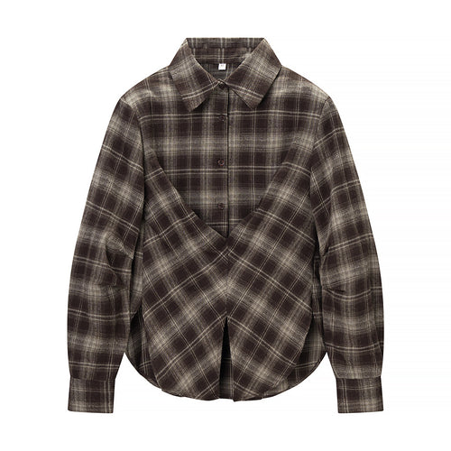 Chemise à carreaux pour femmes avec un design innovant enroulé Chic & Stil