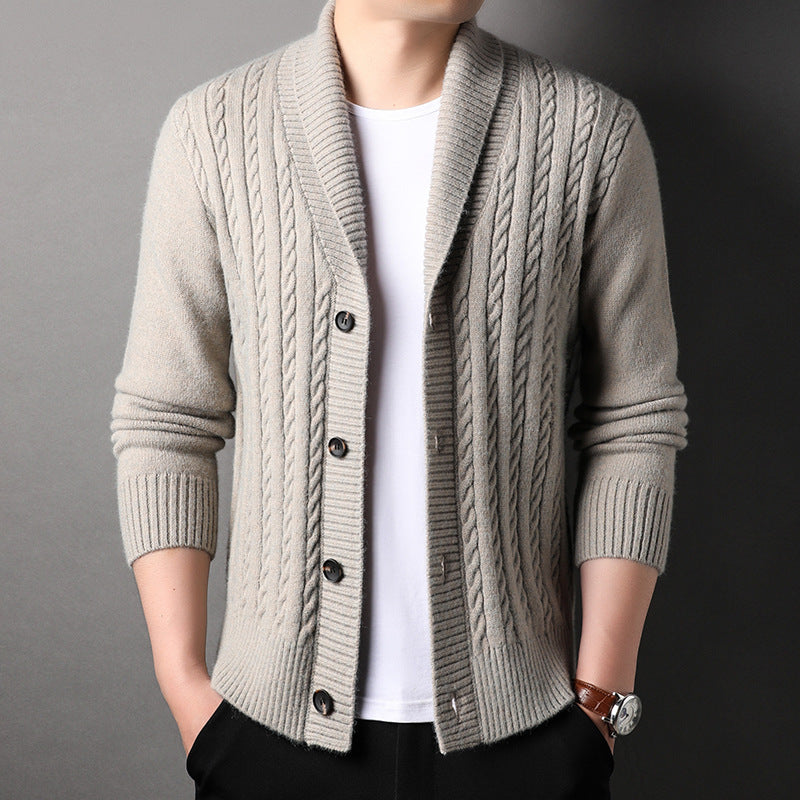 Men's knitted jacket with structured design and chic elegant collar