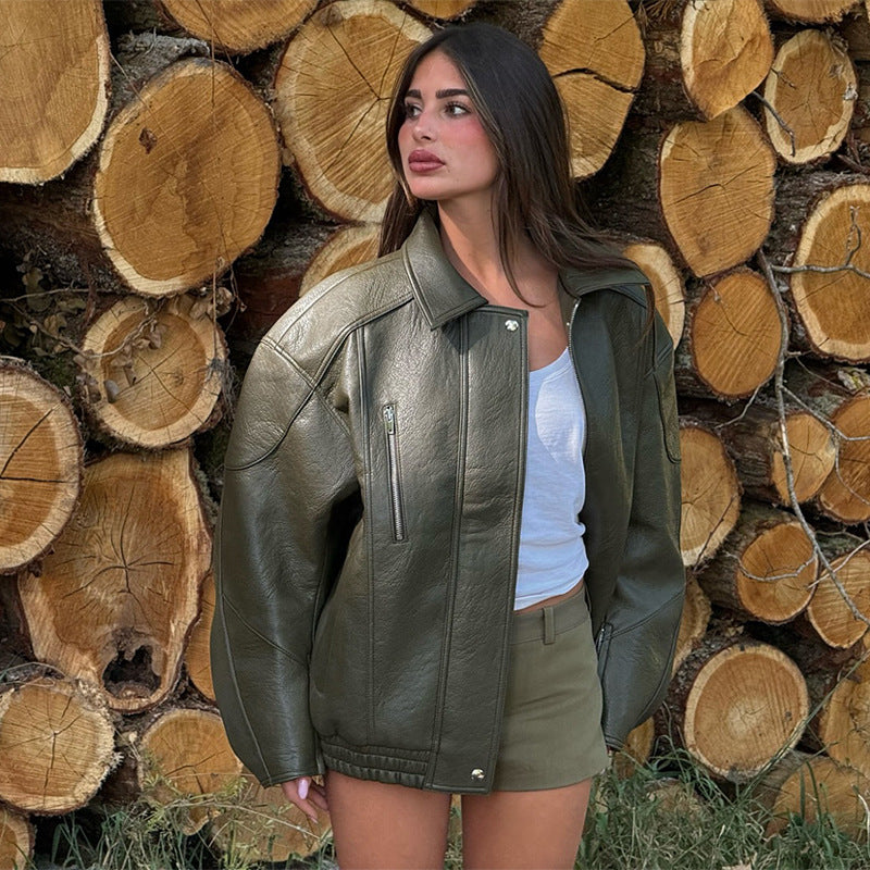 Lady leather jacket with oversized casual fit Lune London