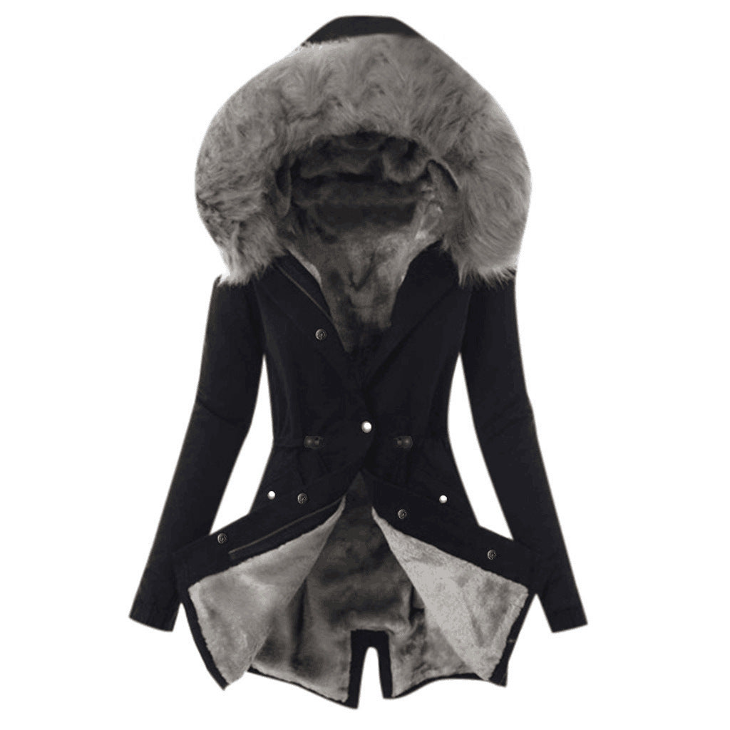 Ladies parka lined with faux fur collar Lune London