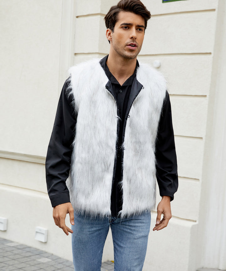 Men's faux fur vest with modern cut and practical pockets Lune London