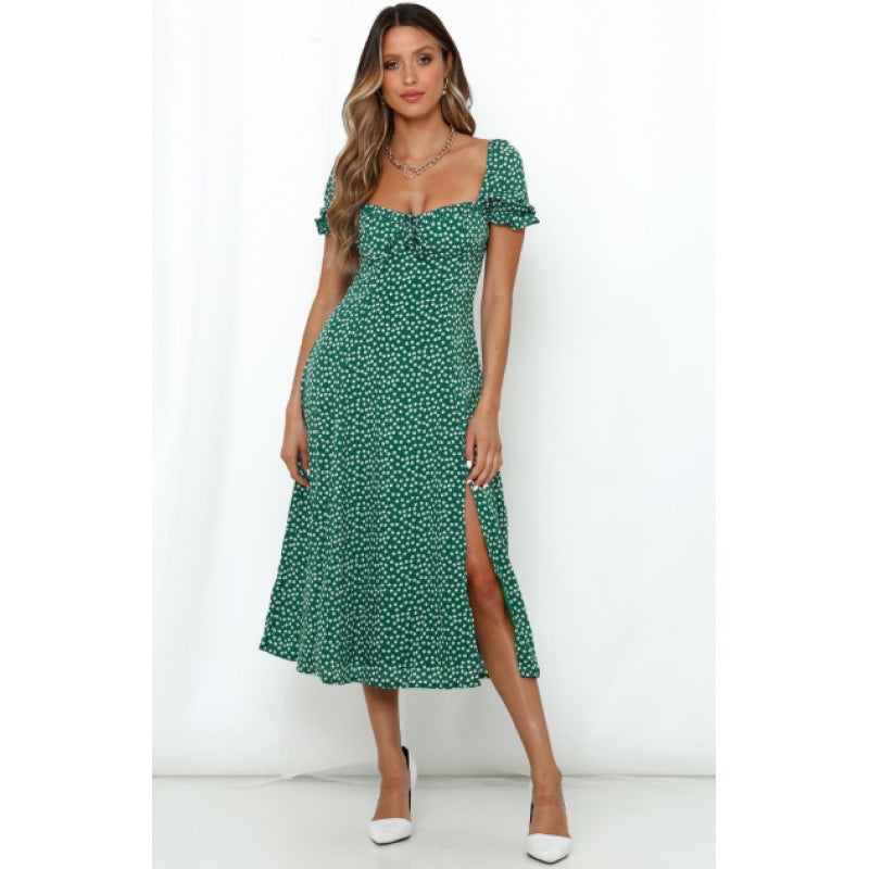 Elegant flared maxi dress for women with side slits Lune London