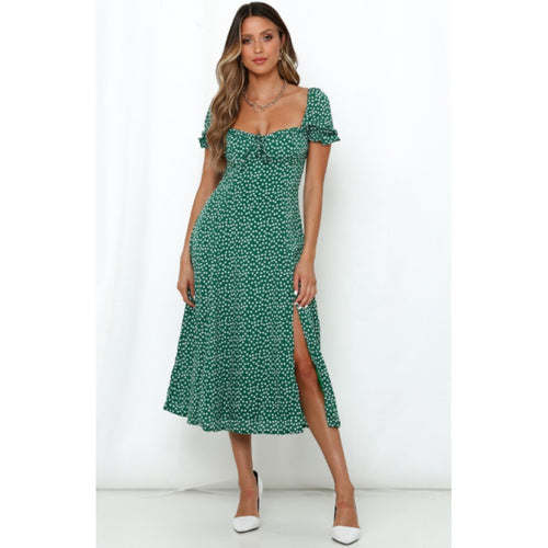 Elegant flared maxi dress for women with side slits Amarae