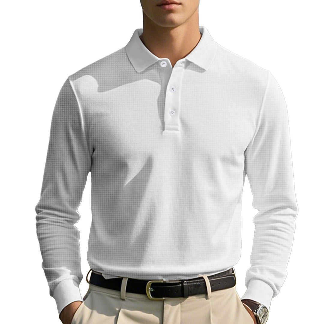 Men's long-sleeved polo shirt with breathable structure and classic cut Lune London