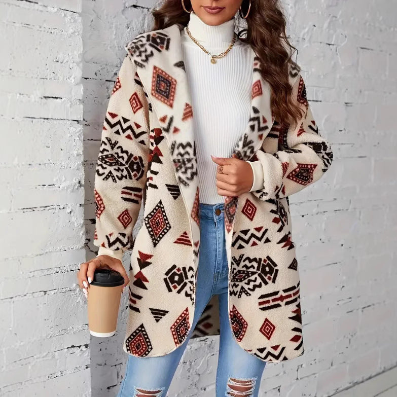 Women's plush jacket with ethnic pattern Lune London