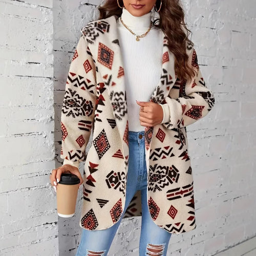 Women's plush jacket with ethnic pattern Amarae