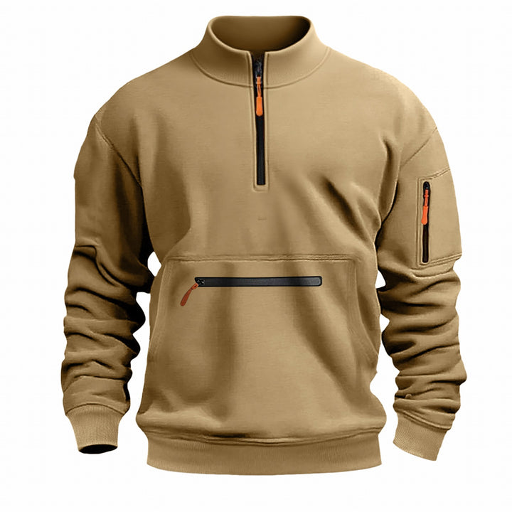 Function sweater for men with half-zip and practical pockets Lune London