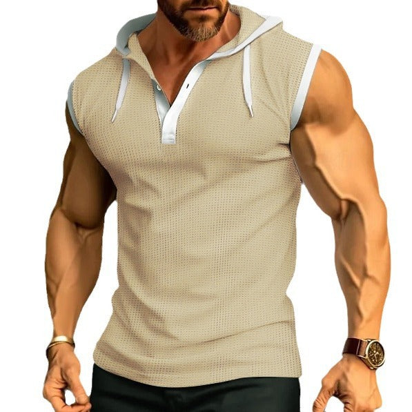 Sleeveless polo for men with modern cut and practical hood Amarae