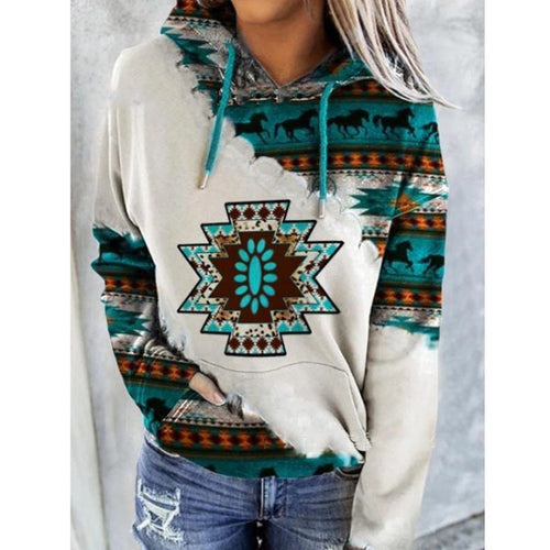 Hooded sweatshirt for women with an innovative tribal design and a comfortable fit Amarae